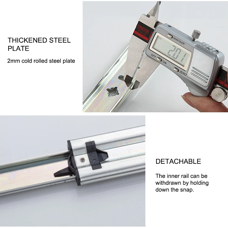 Heavy Slide Rail 53 Wide Three Section/ Thickened / Industrial Duty Drawer Runners Full Extension 120kg Bearing | Обустройство дома