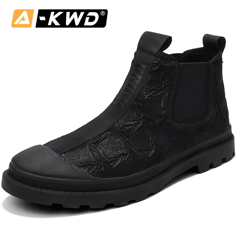 Модные парусиновые Ботинки Челси зимняя обувь мужская теплая Рабочая с высоким