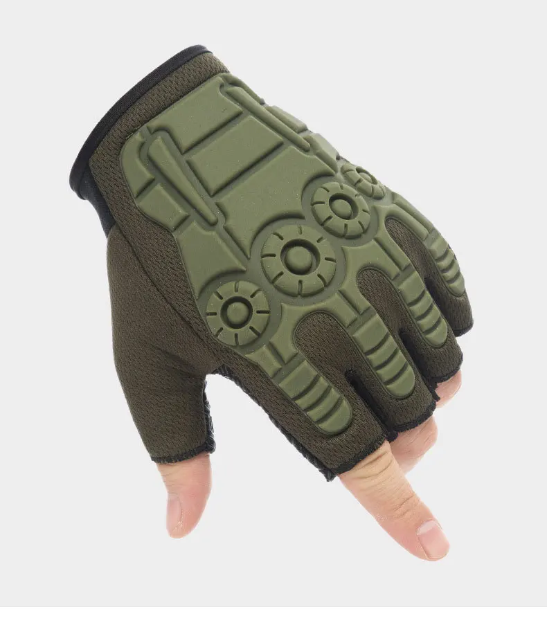 Olive Green На открытом воздухе армейские боевые перчатки без пальцев мотоцикл военный тактический фонарь для охоты, езды на велосипеде, rekawiczki taktyczne - Цвет: Olive Green