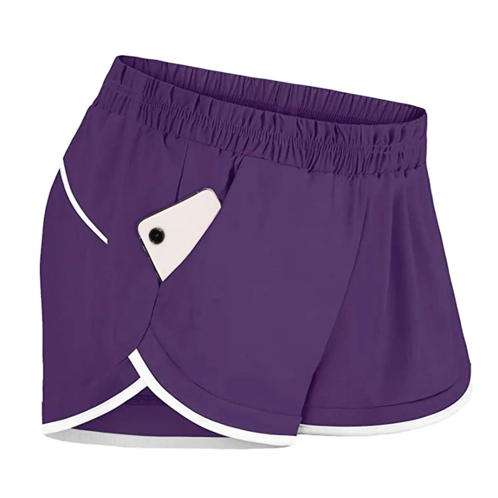 

Hot Products Women's Run Elastic Workout Shortwith Liner Pockets Sport Shorts