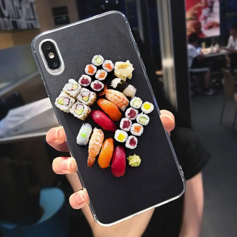 

Japanese Delicious food cuisine sushi Phone Case Transparent soft For iphone 5 5s 5c se 6 6s 7 8 11 12 plus mini x xs xr pro max