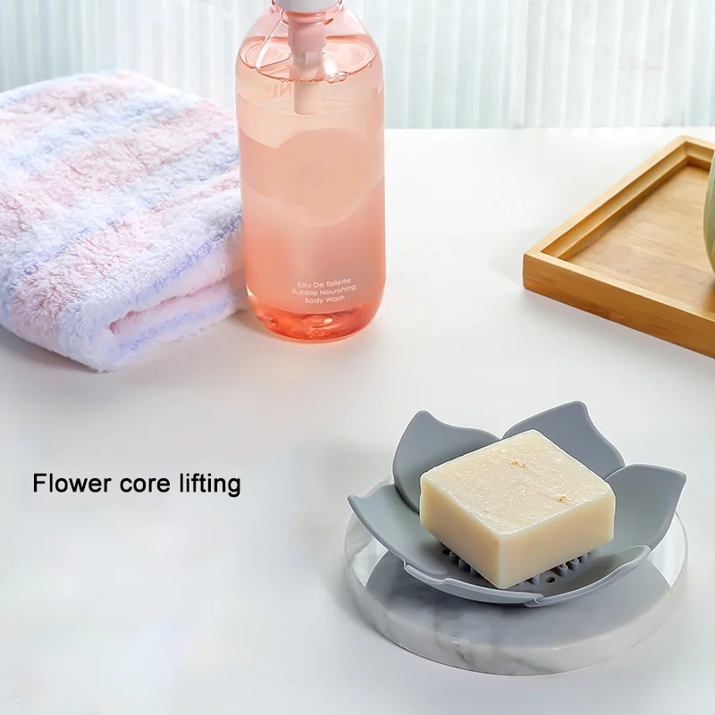 Сливной мыльница тарелка в форме лотоса силиконовая коробка держатель