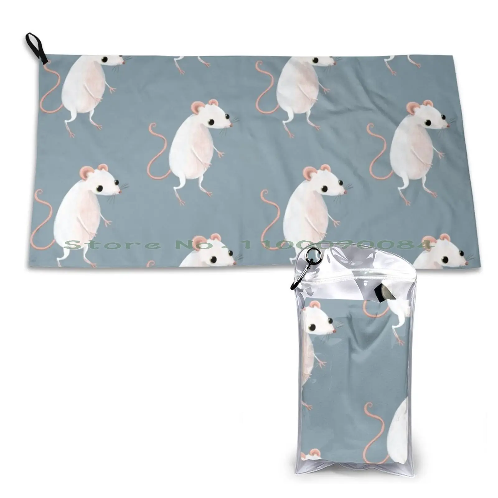 

Cute Little White Mouse Quick Dry Towel Gym Sports Bath Portable Cute Squirrel Cocker Nuts Pretty Sweet Nature Red Rodent Teeth