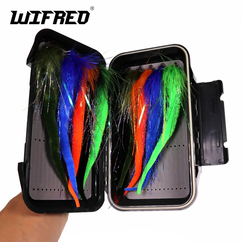 Wifreo 10 шт., приманка для ловли нахлыстом, хвост дракона, мухи, Мускусная приманка для ловли окуня, приманка для ловли щуки, мускусные Троллинговые снасти/коробка