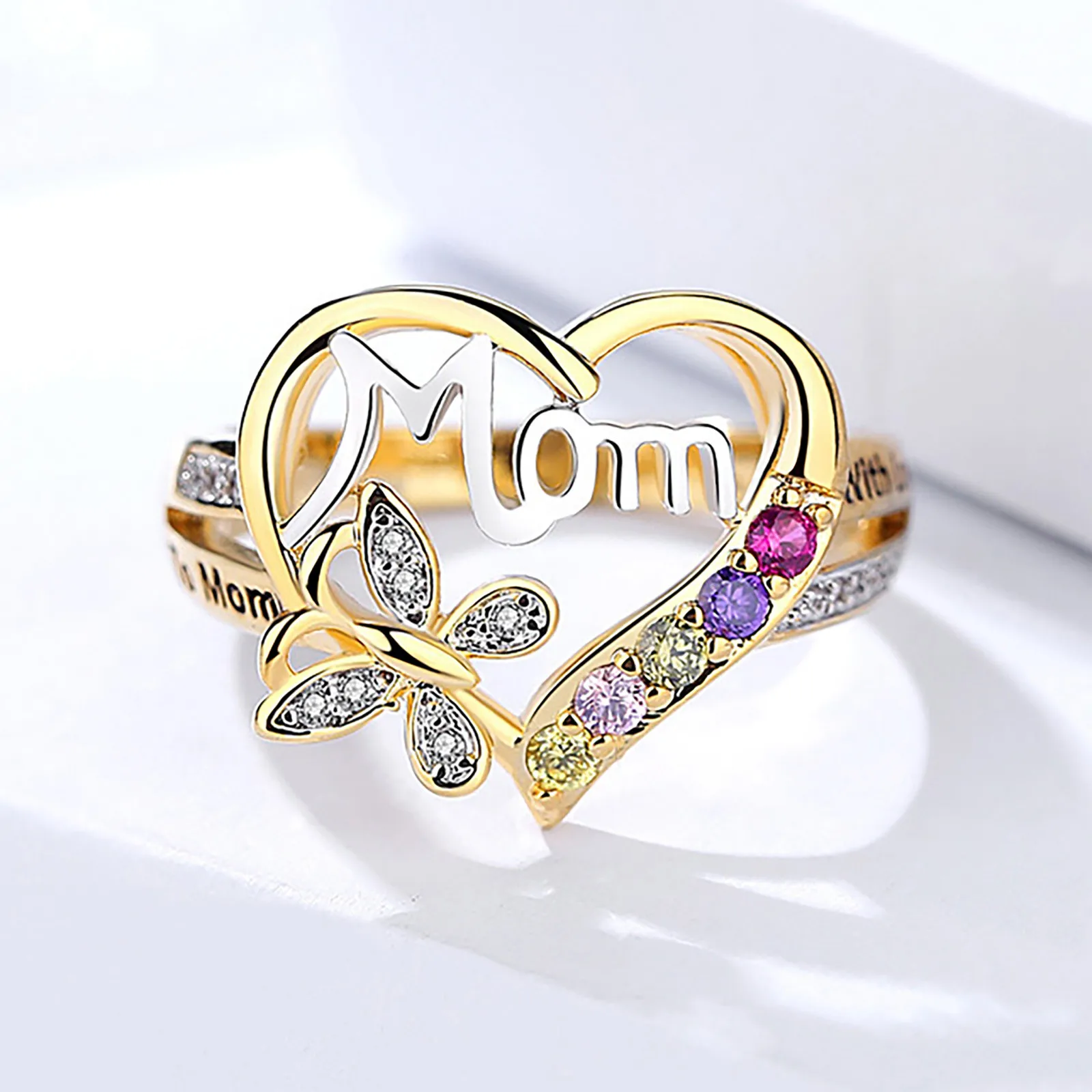 Женские кольца для матерей креативные с любовным сердцем и бриллиантами