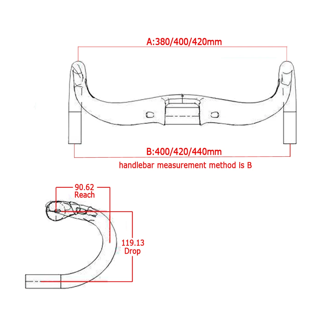 Руль для велосипеда без логотипа 31 8 мм углеродистая шина 400/420/440 UD матовая