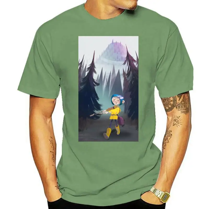 

Coraline T Shirts Men Happy Halloween Girl And Tree Plus Size Tops Short Sleeve Humor T-Shirt O-Neck Cotton Tees