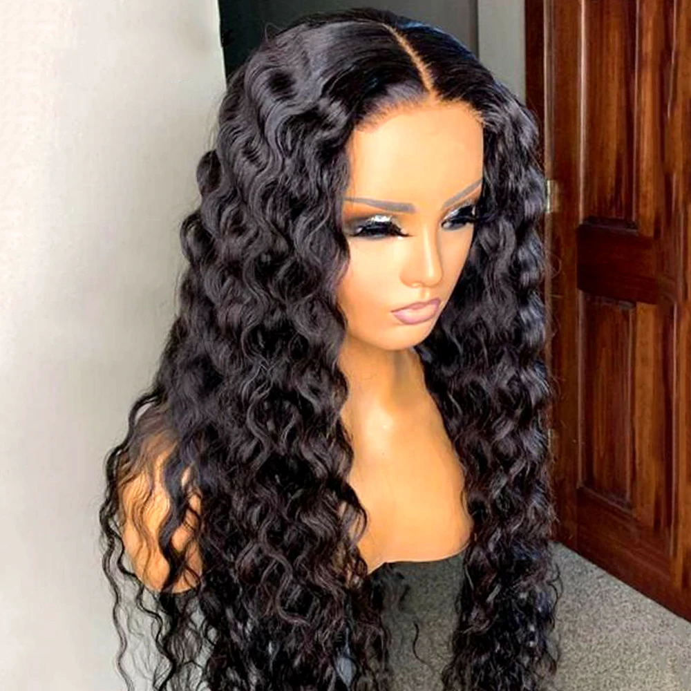 

прозрачный Синтетические волосы на кружеве al парик человеческих волос парики предварительно бразильская глубокая волна 4x4 Кружева Закрыти...