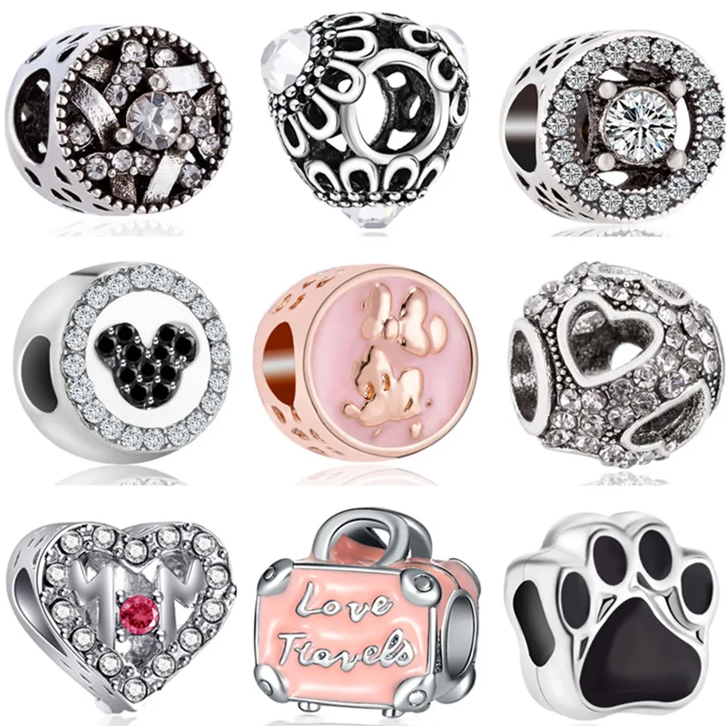 Женский винтажный браслет с бусинами из сплава полым медведем цветы талисман