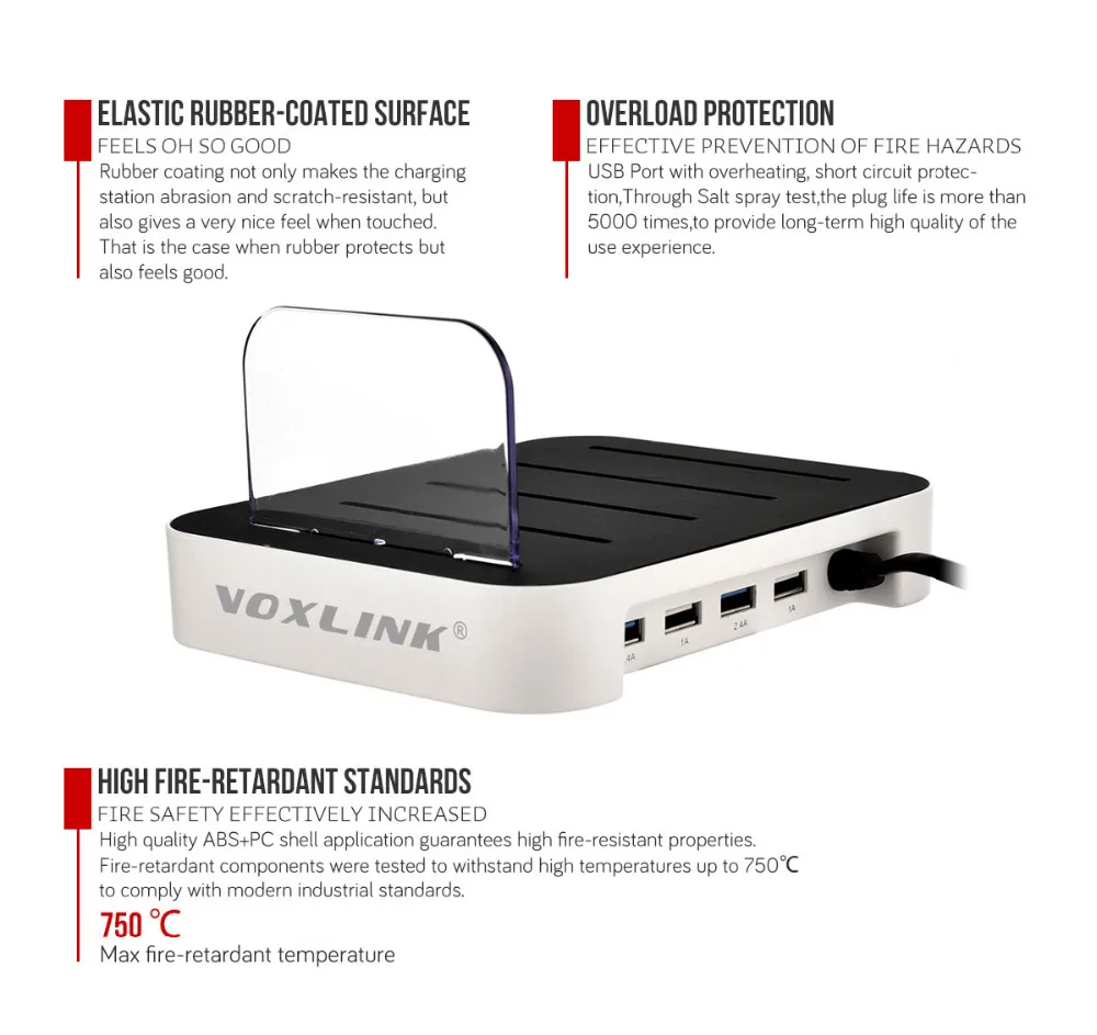 Универсальная зарядная станция VOXLINK с несколькими USB портами док 4 Настольная