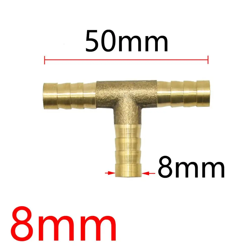 

Латунный Т-образный шланг 8/10/12/14/16/19 мм, соединитель для шланга с Y-образным крестом, 3-ходовой медный Соединитель с зазубриной, соединитель для воздуха, воды, масла, адаптер, 1 шт.