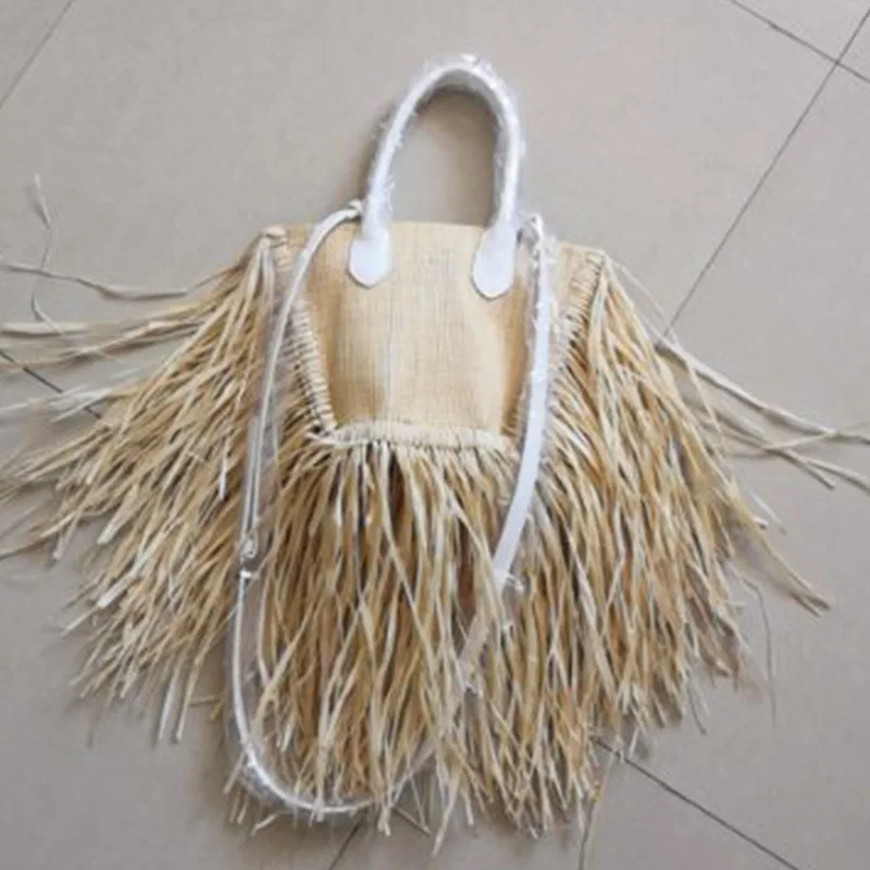 Новый стиль плетеная Сумка соломенная ткань с кисточками модная простая
