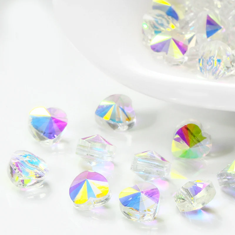 

New style!! 8mm 20pcs/bag high quality K9 glass heart shape Beads sew on rhinestones with holes DIY/jewelry accessory