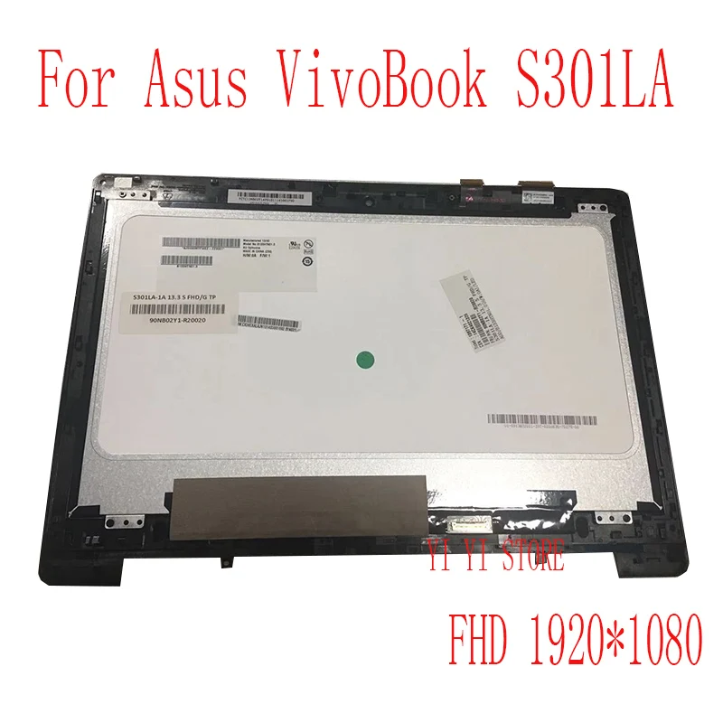 

13,3 дюймов для ASUS S301 S301LA кодирующий преобразователь сенсорного экрана в сборе FHD 1920*1080 B133HTN01.0