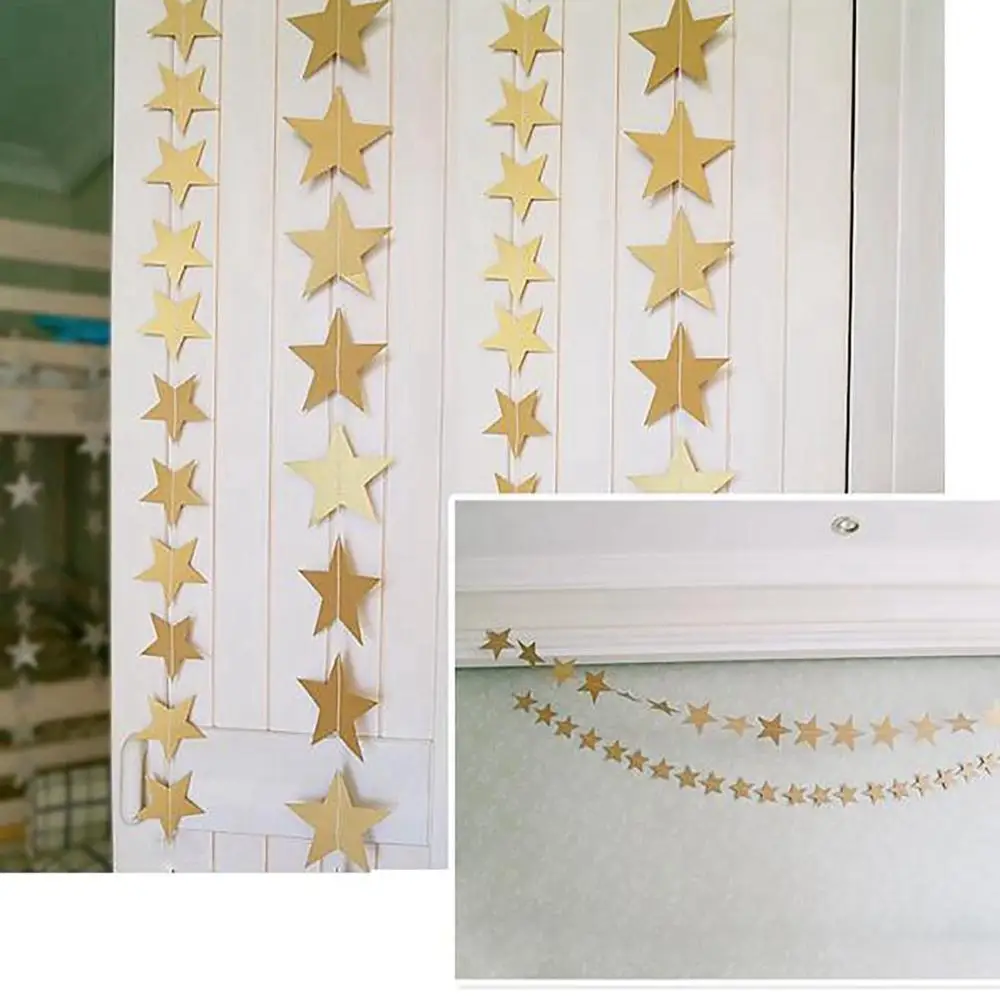 PATIMATE крафт бумага звезда гирлянды с баннерами цепочка баннер 4 метра свадьба день