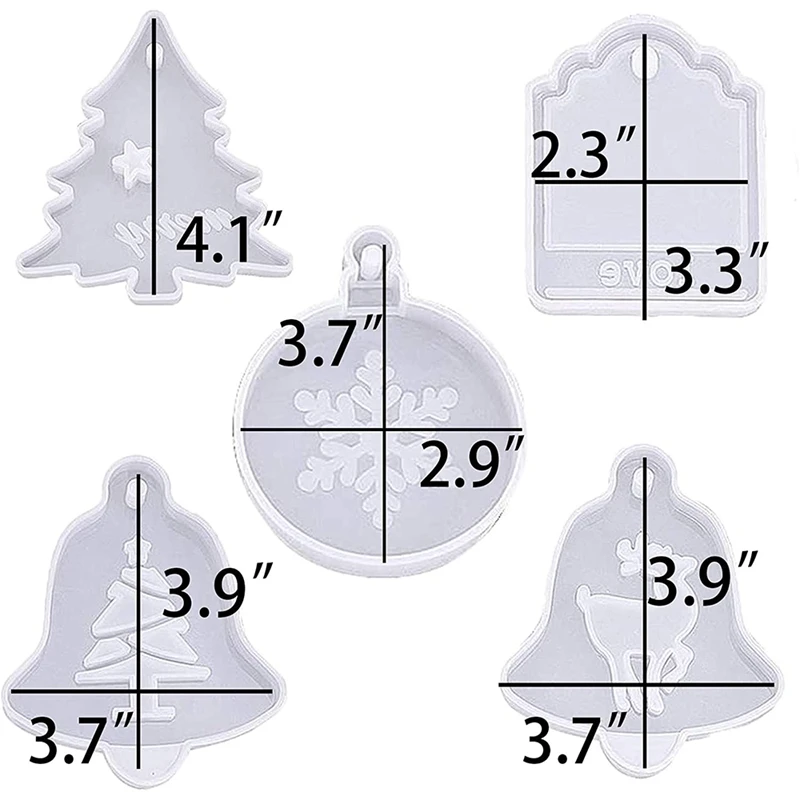 Формы для рождественской смолы-5 силиконовых форм изготовления рождественских