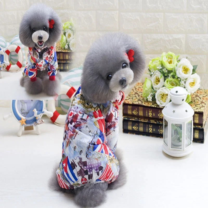 Осень Зима 4 ноги пальто Одежда для домашних животных собак Теплый