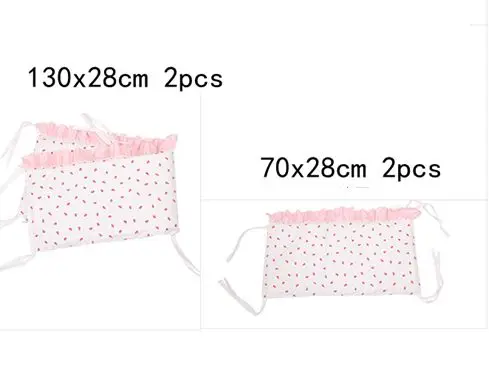 4pcs bumper Индивидуальный Комплект постельного белья для новорожденных, постельное белье для девочек с бампером и клубничкой, белое, розовое, Филигранное, детское одеяло, простыня из хлопка - Цвет: 4pcs bumper
