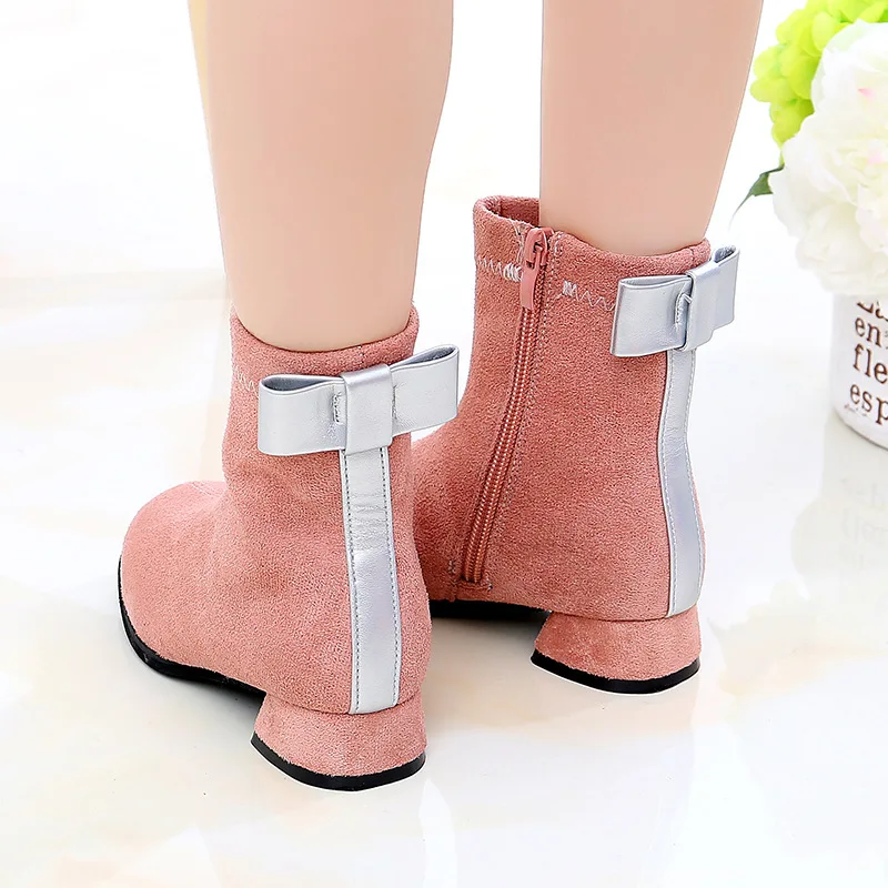 JUSTSL/Детские зимние однотонные модные ботинки для девочек подростков Дикие