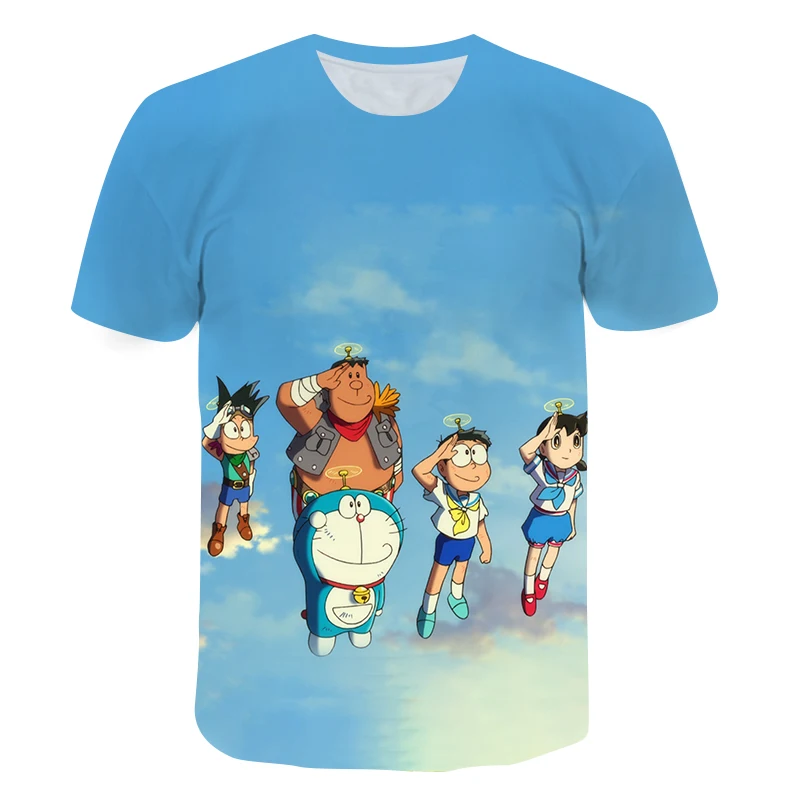 

2021 Summer Popular Cartoon 3D Doraemon Childrens T-Shirts Comfortable and Popular Cute Short Sleeve Tops for Boys and Girls