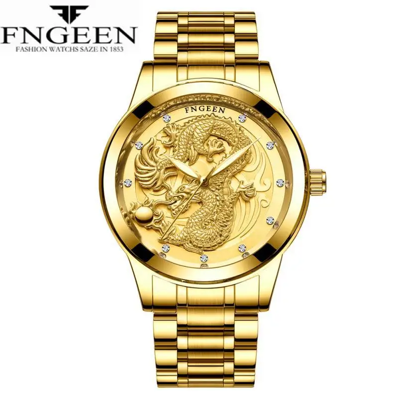 Reloj роскошный бренд fngeen Dragon мужские часы кварцевые сталь Relogio Masculino настоящие