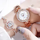 Лучший бренд класса люкс браслет часы комплект ювелирных изделий для женщин модный геометрический браслет кварцевые часы женские наручные часы Zegarek Damski