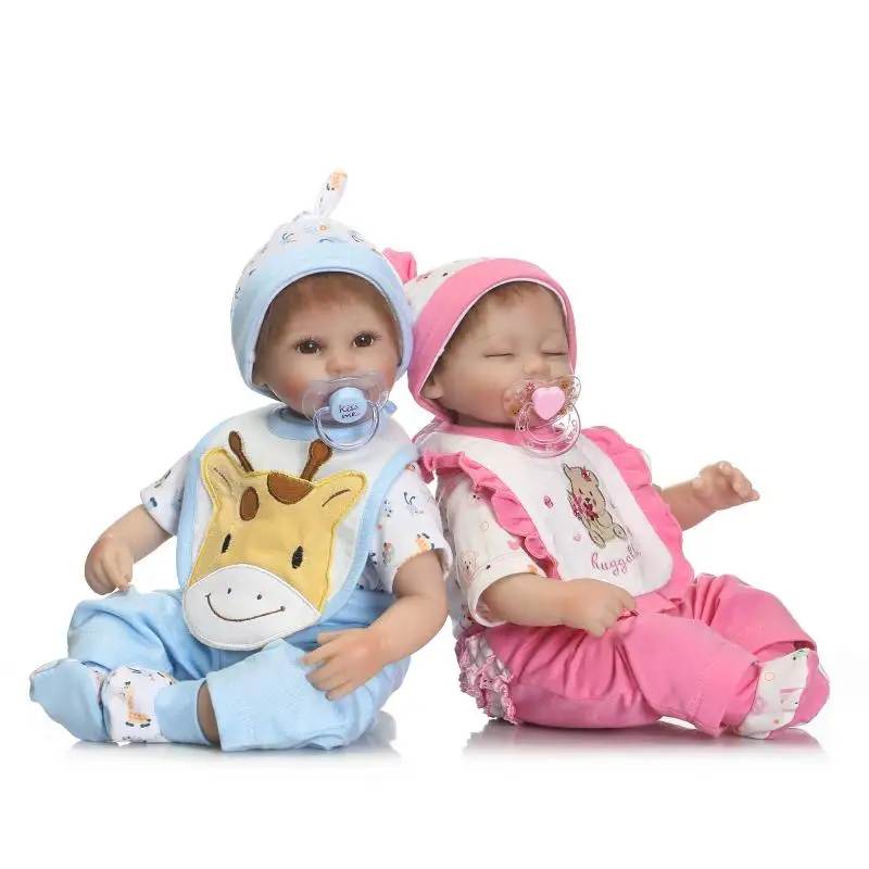 Reborn Baby Doll Twins с магнитной пустышкой 16 дюймов спящий мальчик и девочка Bebes