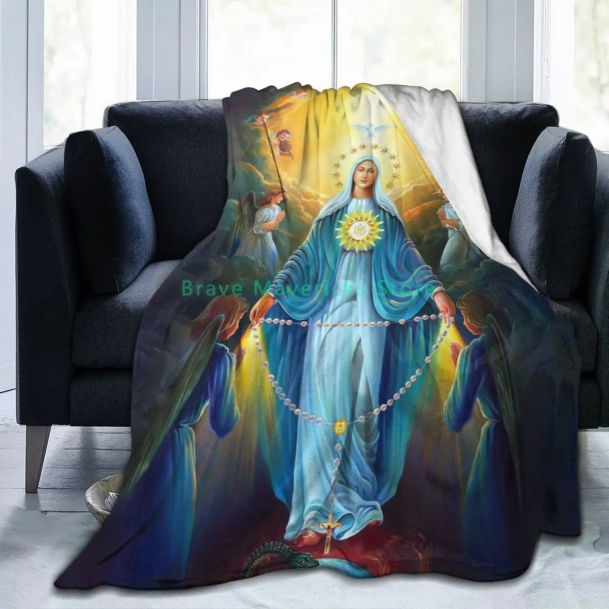 

1-New 3D Christian Personality Printed Flannel Blanket Sheet Bedding Soft Blanket Bed Cover GUN Textile Decoration