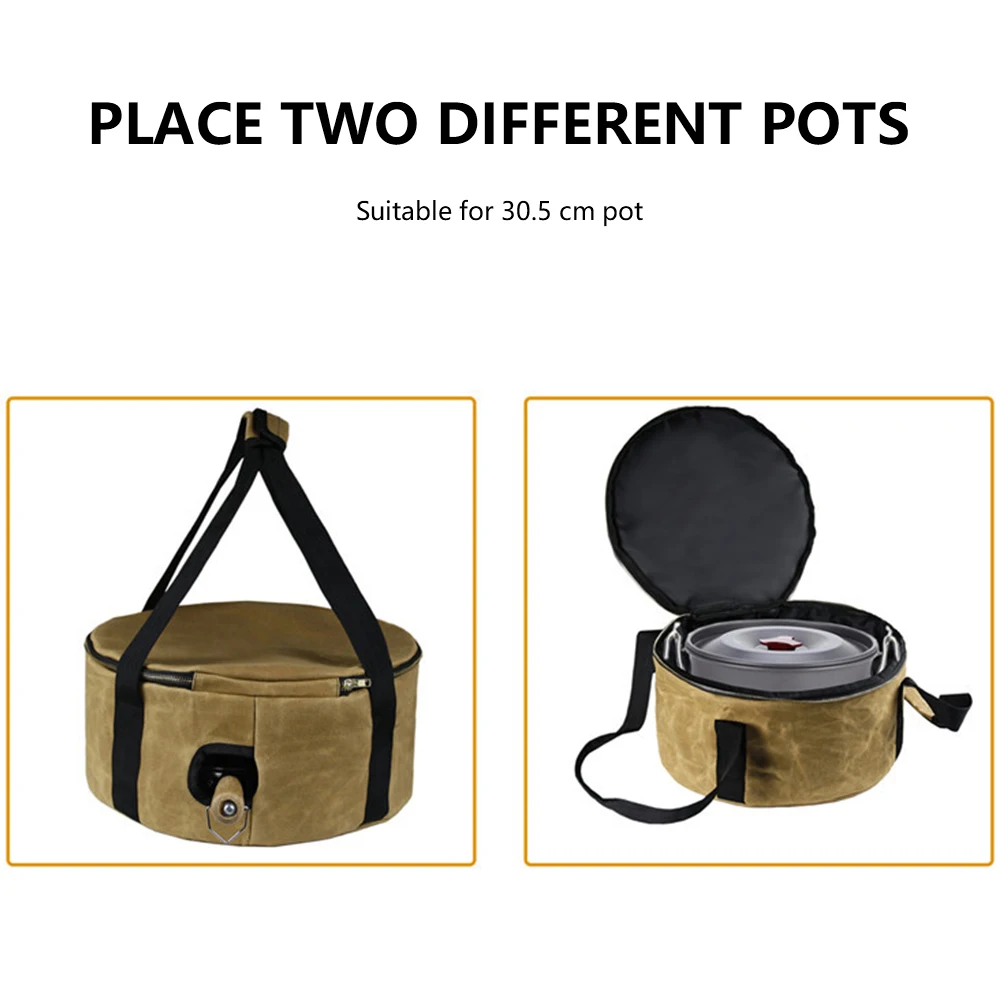 

12 Inch Camping Pot Storage Bag Multipurpose Picnic BBQ Plates Bowl Bag Waterproof Dutch Oven Carry Bag for Camping Accessories