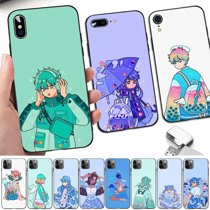

Rainbow boba boy girl Phone Case for iphone 13 11 12 pro XS MAX 8 7 6 6S Plus X 5S SE 2020 XR case