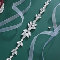 missrdress new rhinestone belts austrian crystal pearls wedding belts sashes for dress jewelry accessories bridal women sash