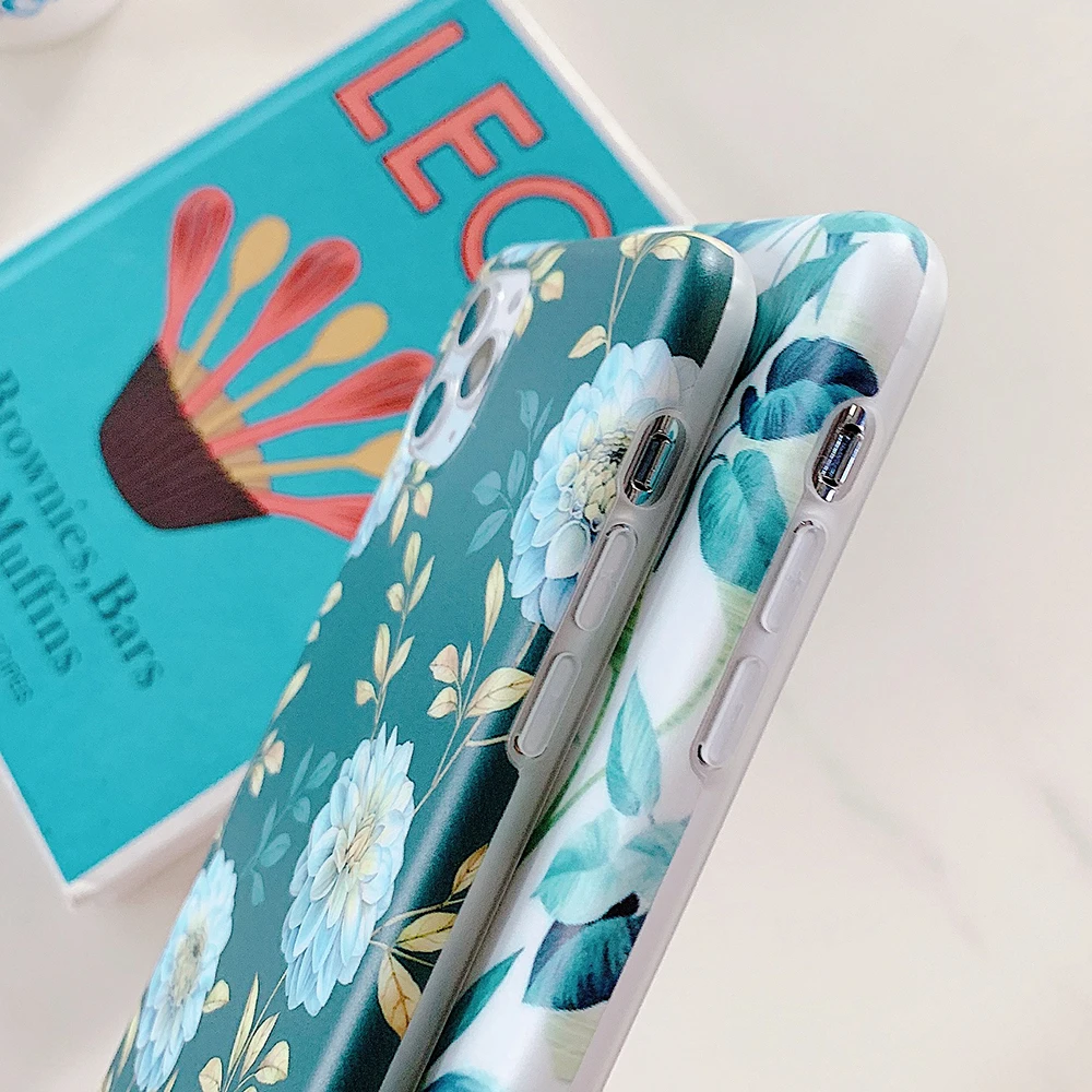 Винтажный чехол LOVECOM с зелеными листьями и цветами для iPhone 11 Pro Max X XS XR 6 6S 7 8 Plus