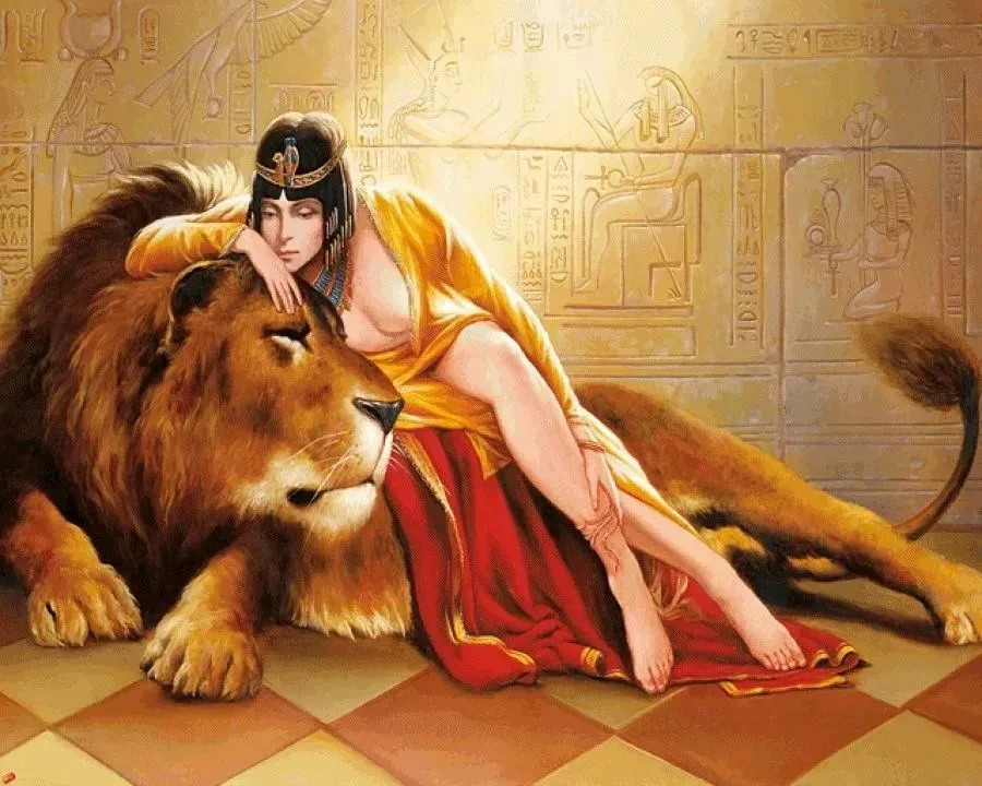 

JMINE Div 5D Egypt egyptian Queen woman Lion Full Diamond Painting cross stitch kits art Animal 3D paint by diamonds