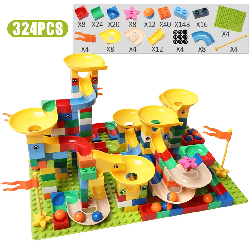 

83-332PCS Marble Race Run Bricks Big Size Building Blocks Funnel Slide Blocks DIY Bricks Toys For Children Girls