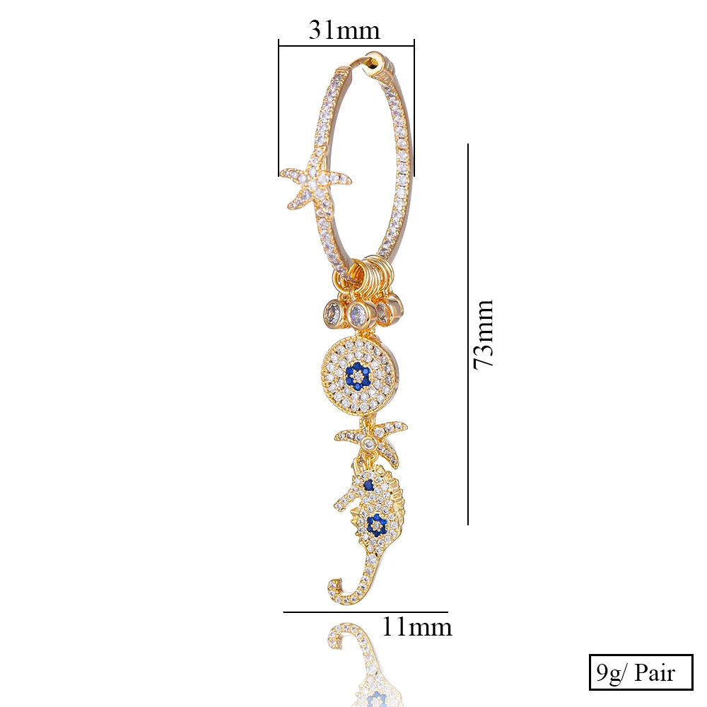 GODKI 1 шт. Подвески морские звезды Подвесные серьги для женщин Висячие Роскошные