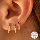 Женские конические Серьги-подвески из серебра 925 пробы с цирконом