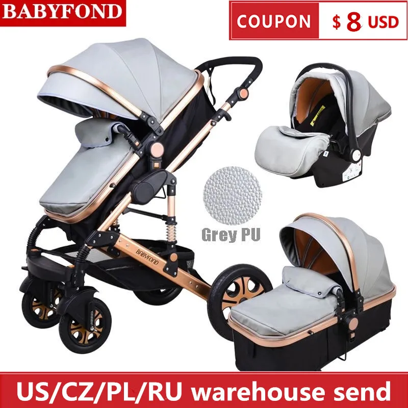 Детская коляска 3 в 1 Babyfond детская с высоким ландшафтом роскошная двухсторонняя