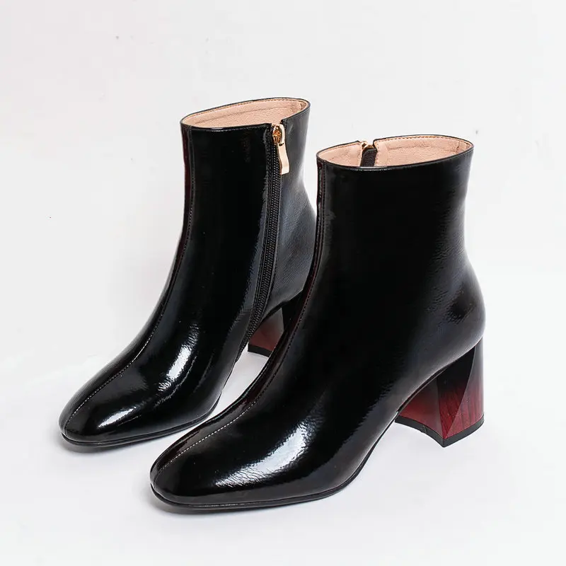 Женские ботинки из искусственной кожи женские осенние ботильоны на высоком