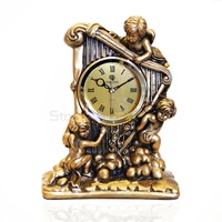 high class european style resin home decoration lifestyle furnishing articles creative angel harp clock sitting room 8016