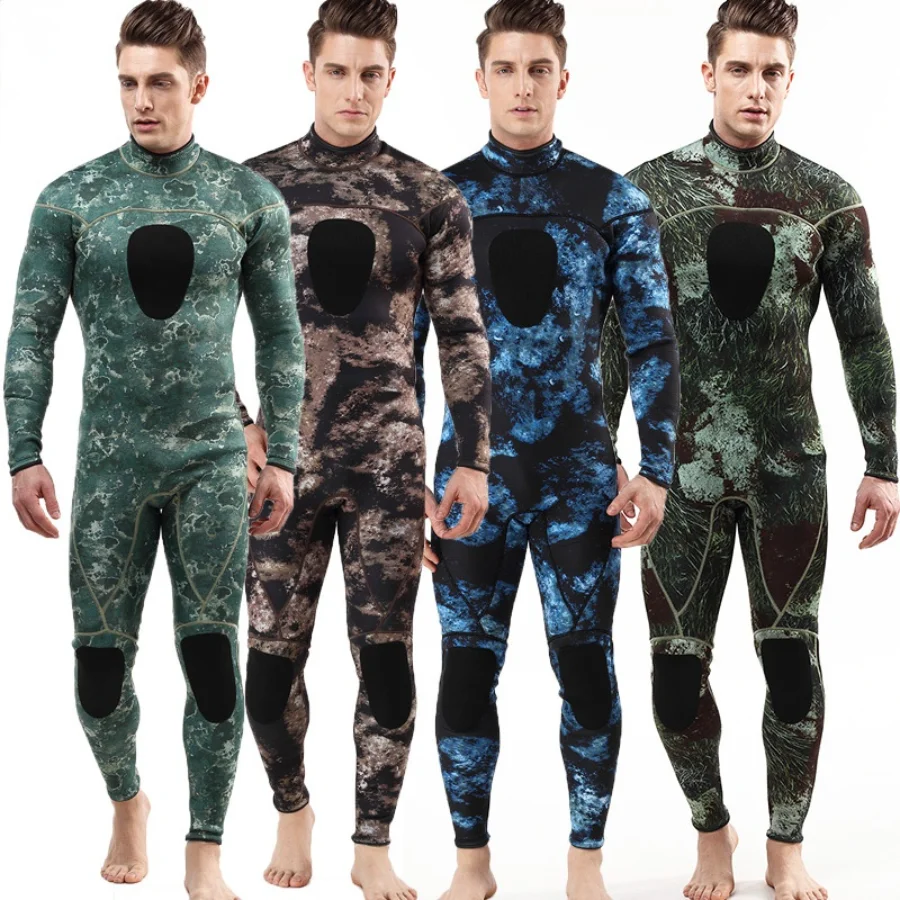 

Цельные костюмы для подводного плавания без подводного плавания с нагрудной подушкой для холодной воды, мужские Гидрокостюмы 3 мм, камуфляж...