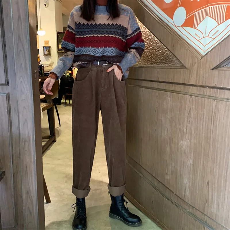 Женские зимние широкие брюки уличная мода 2020 Харадзюку с высокой талией