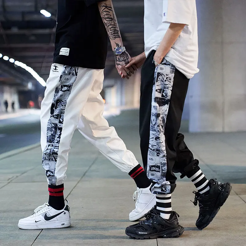 

Mens side Anime Print Harem Pants for 2021 Fashion Trends Clothing Teens Hip Hop Trousers Japanese Streetwear Joggers Sweatpants