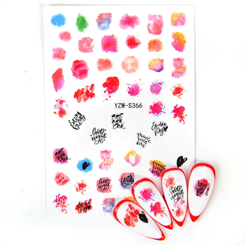 3D наклейки для ногтей художественная чернильная печать Декорации милые буквы