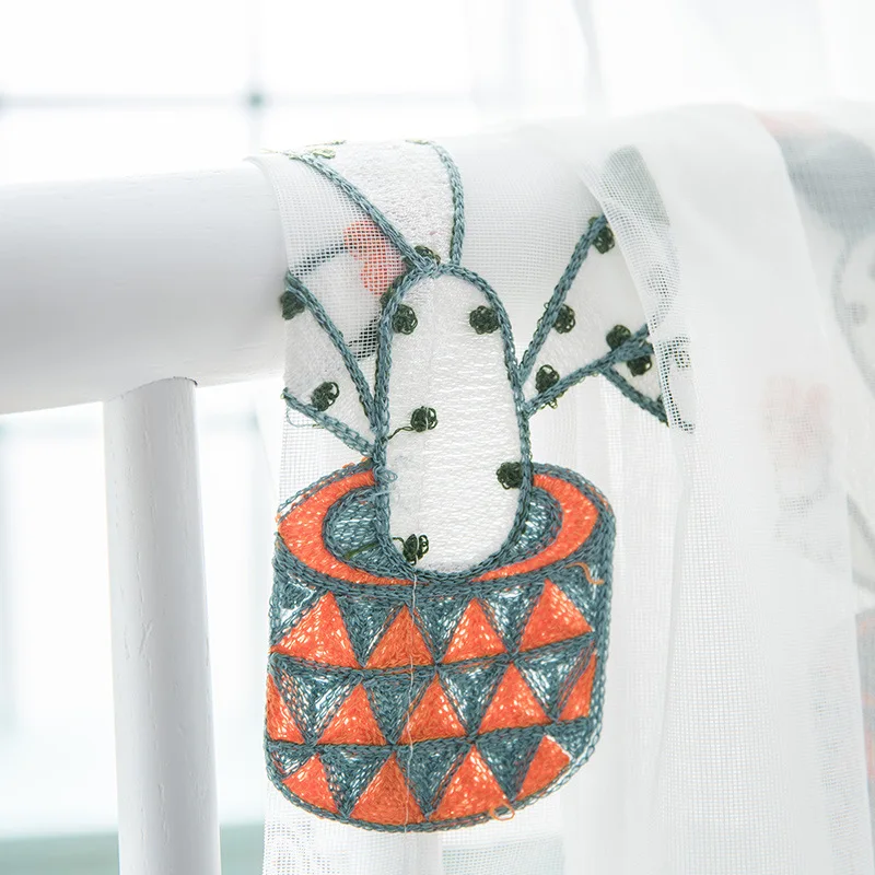 

Simple Modern Ins Cactus Cotton and Linen Curtain Brushed Embroidered Shade Cloth Curtins for Living Room Bedroom