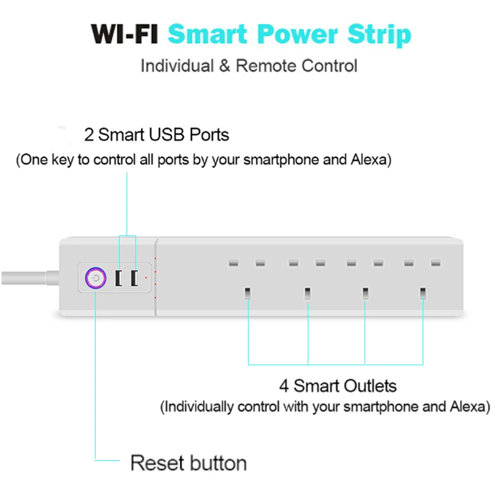 Смарт Мощность полосы UseeLink Wi Fi бар несколько розетки удлинитель с 2 портами