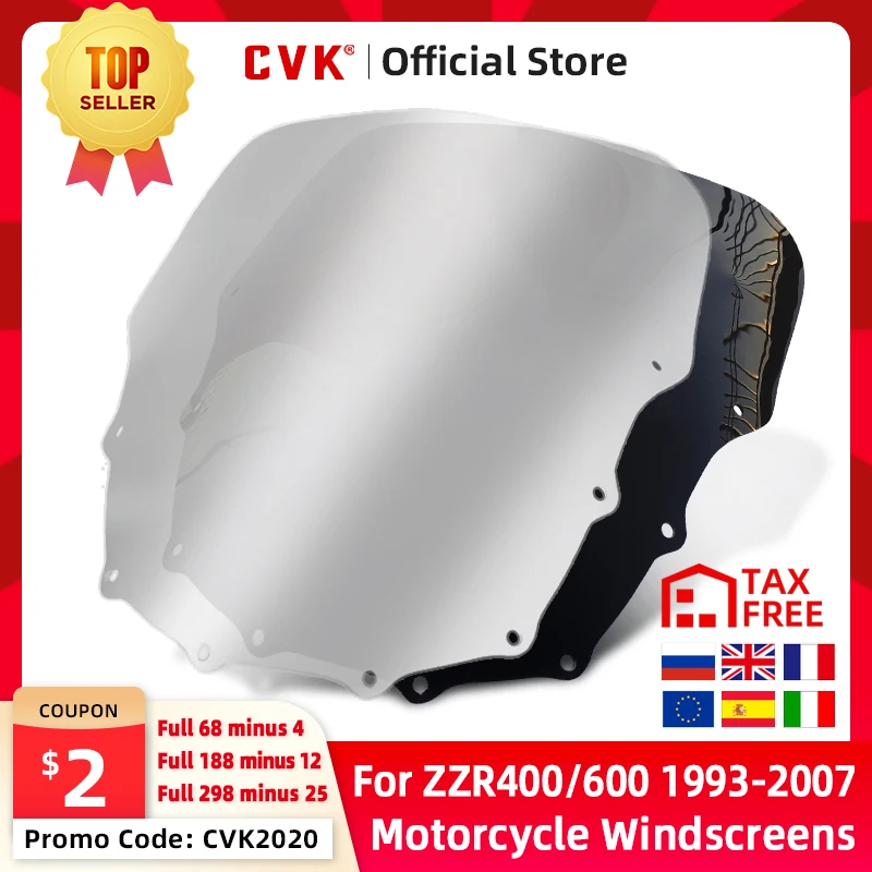 

CVK Motorcycle Windshield Windscreen For KAWASAKI ZZR400 ZZR600 ZZR 400 600 1993 1994 1995 1996 1997 1998 1999 2000 2001-2007