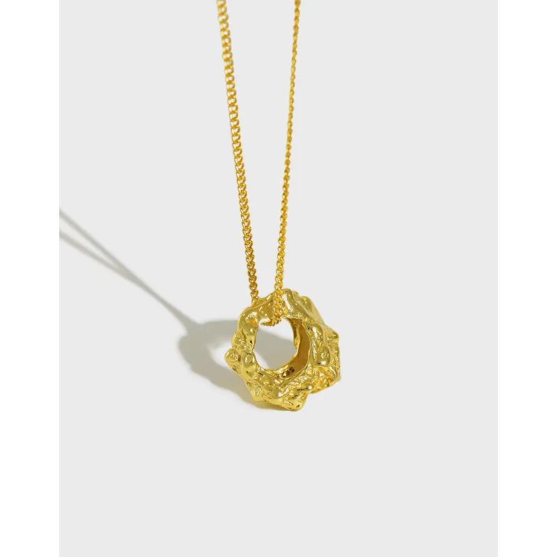 

100% 925 стерлингового серебристый неправильной формы ожерелье с круглой подвеской, ожерелье для женщин, новые простые ожерелья для женщин цеп...