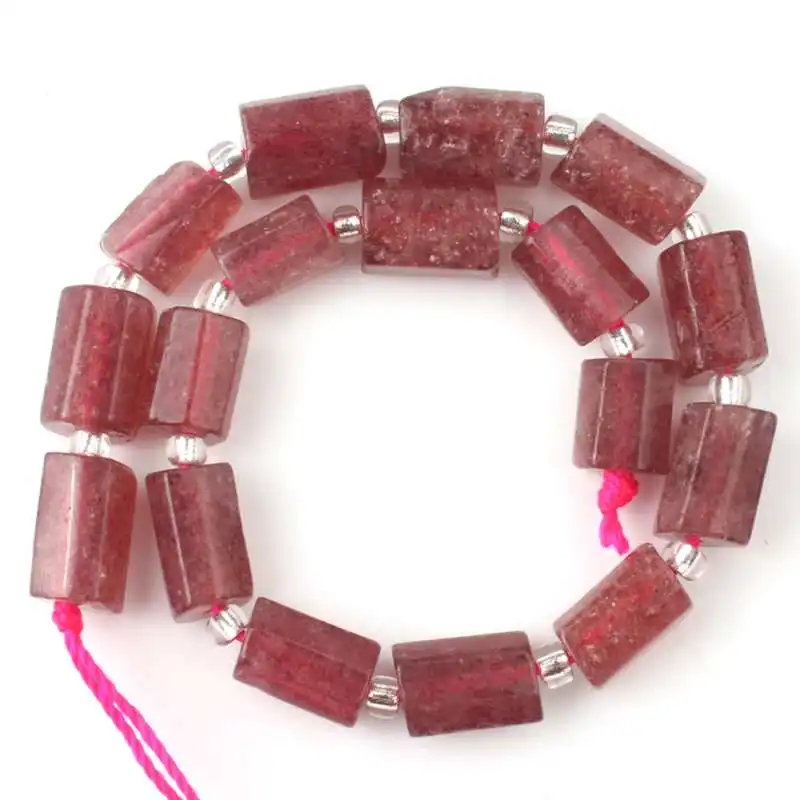 Cherry Quartz Натуральный Quartz кварцевые аквамарины бусины из нефрита форма колонны бусины для самостоятельного изготовления ювелирных изделий браслет серьги 7,5'' - Цвет: Cherry Quartz