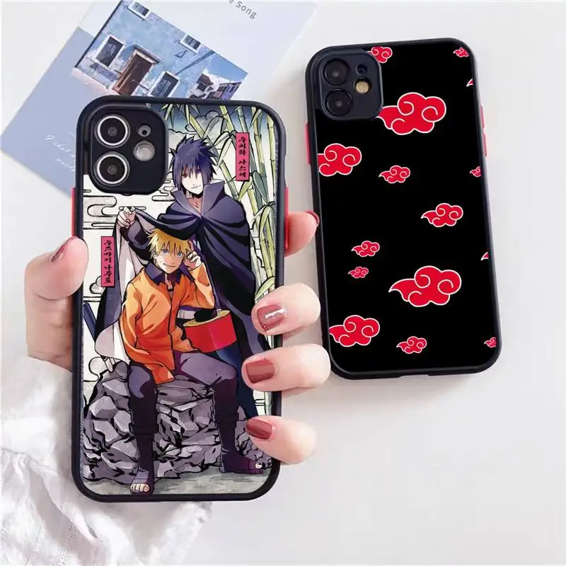

anime Akatsuki Narutos Phone Case For iphone 13 12 11 xr xs x 7 8 pro max Light black Soft TPU Silicone Clear Case Cover