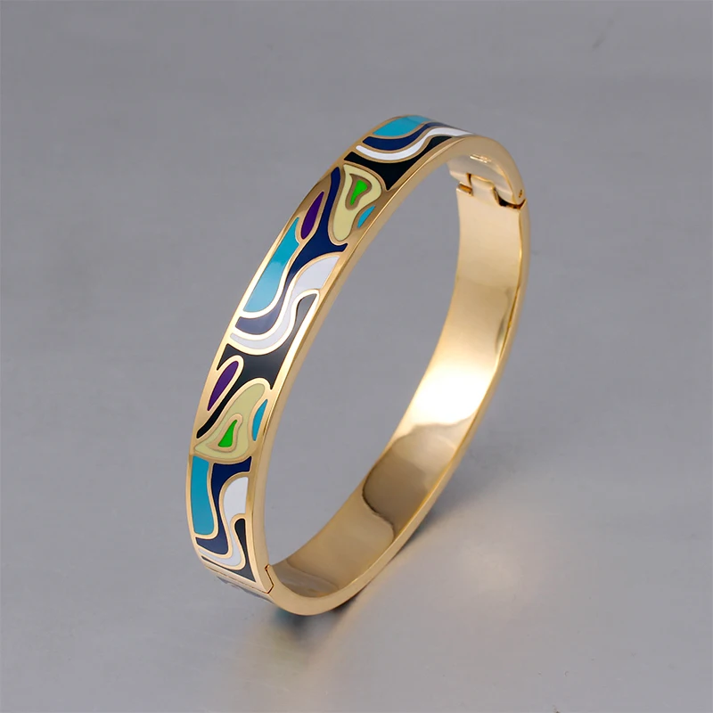 Модный очаровательный браслет для женщин золотой геометрический разноцветный с